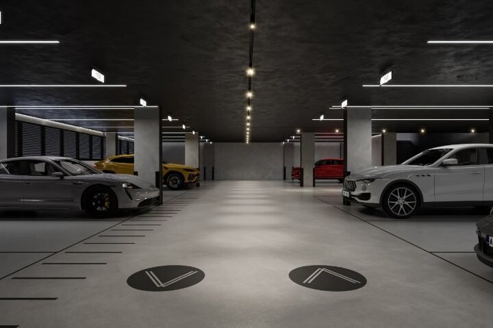 A garage designed around the cars it receives