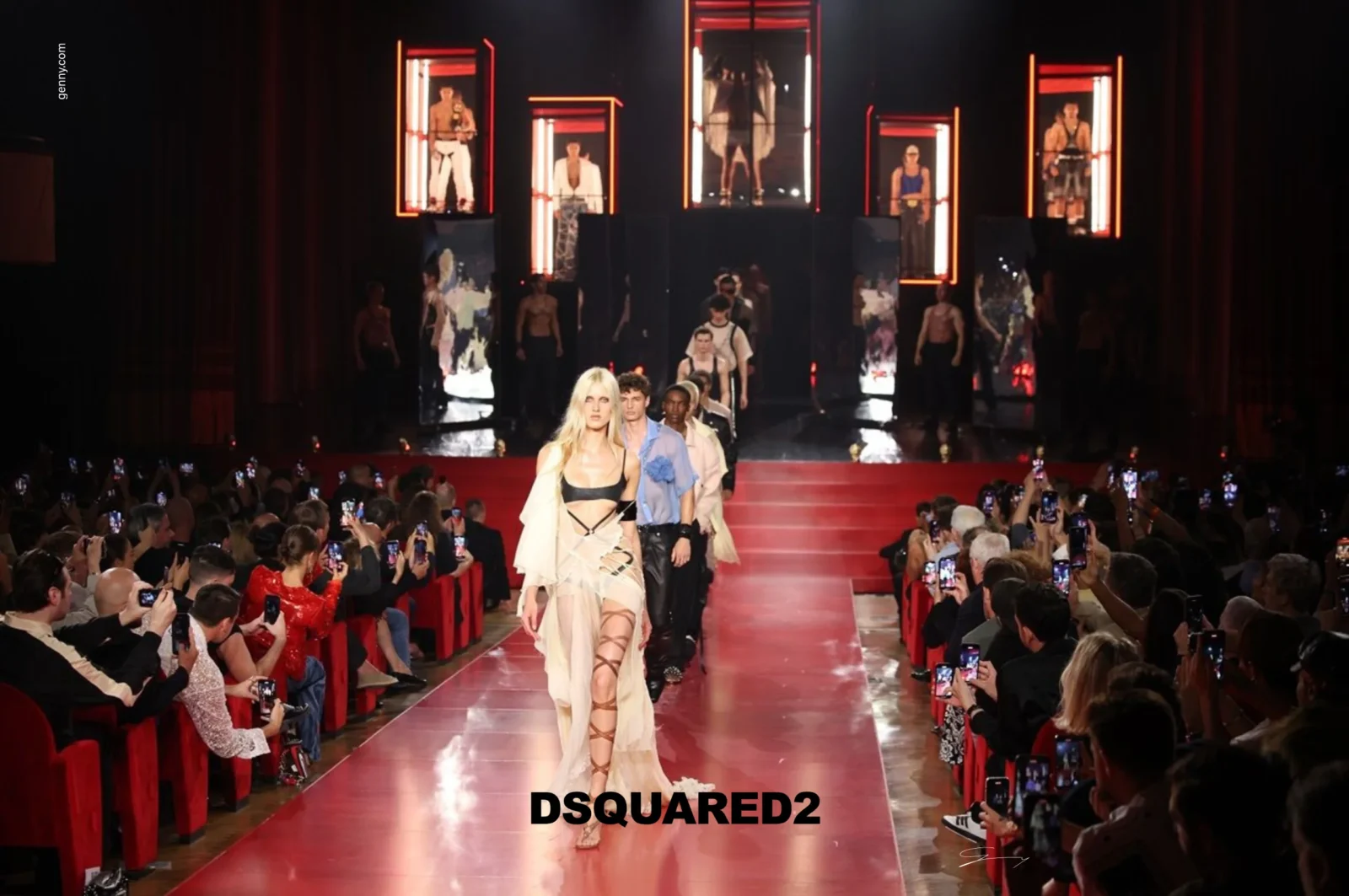 Dsquared2 at the theatre: clothing and a staged entrance