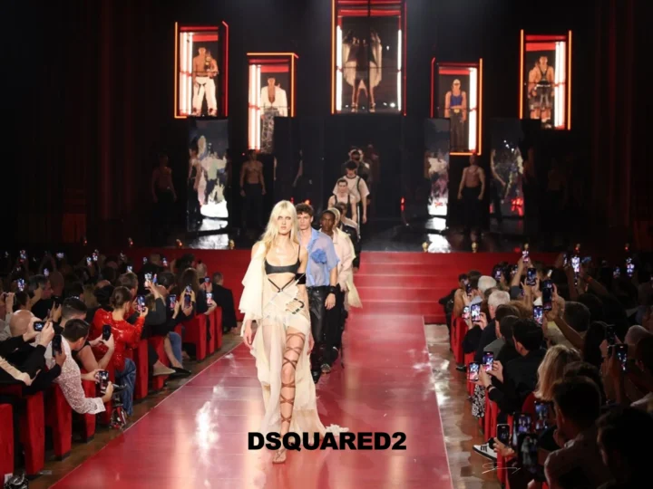 Dsquared2 at the theatre: clothing and a staged entrance