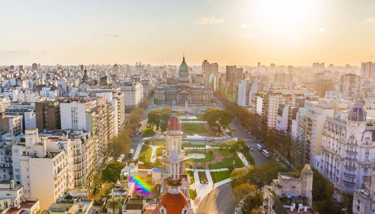 The Argentine National Congress and Plaza del Congreso seen from Palacio Barolo, Buenos Aires
