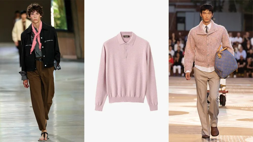Dusty pink: a different register for menswear