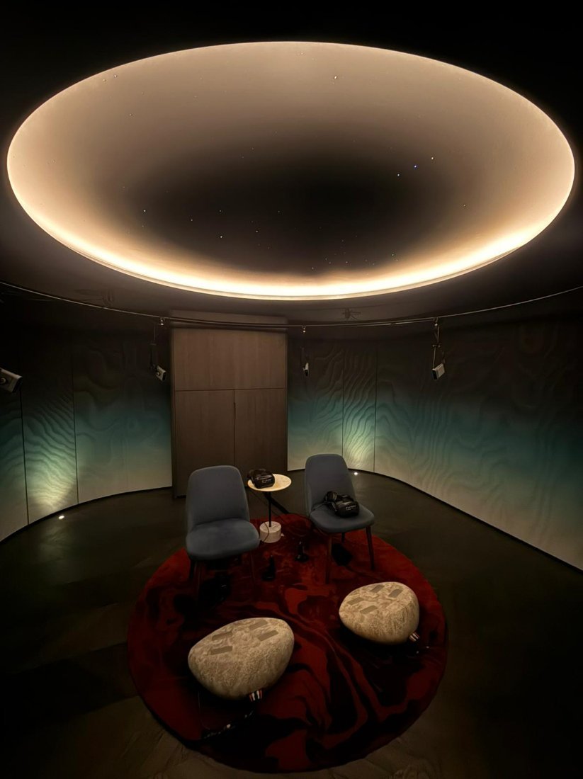 The minimalist meditation room at ALL HERE, Geneva