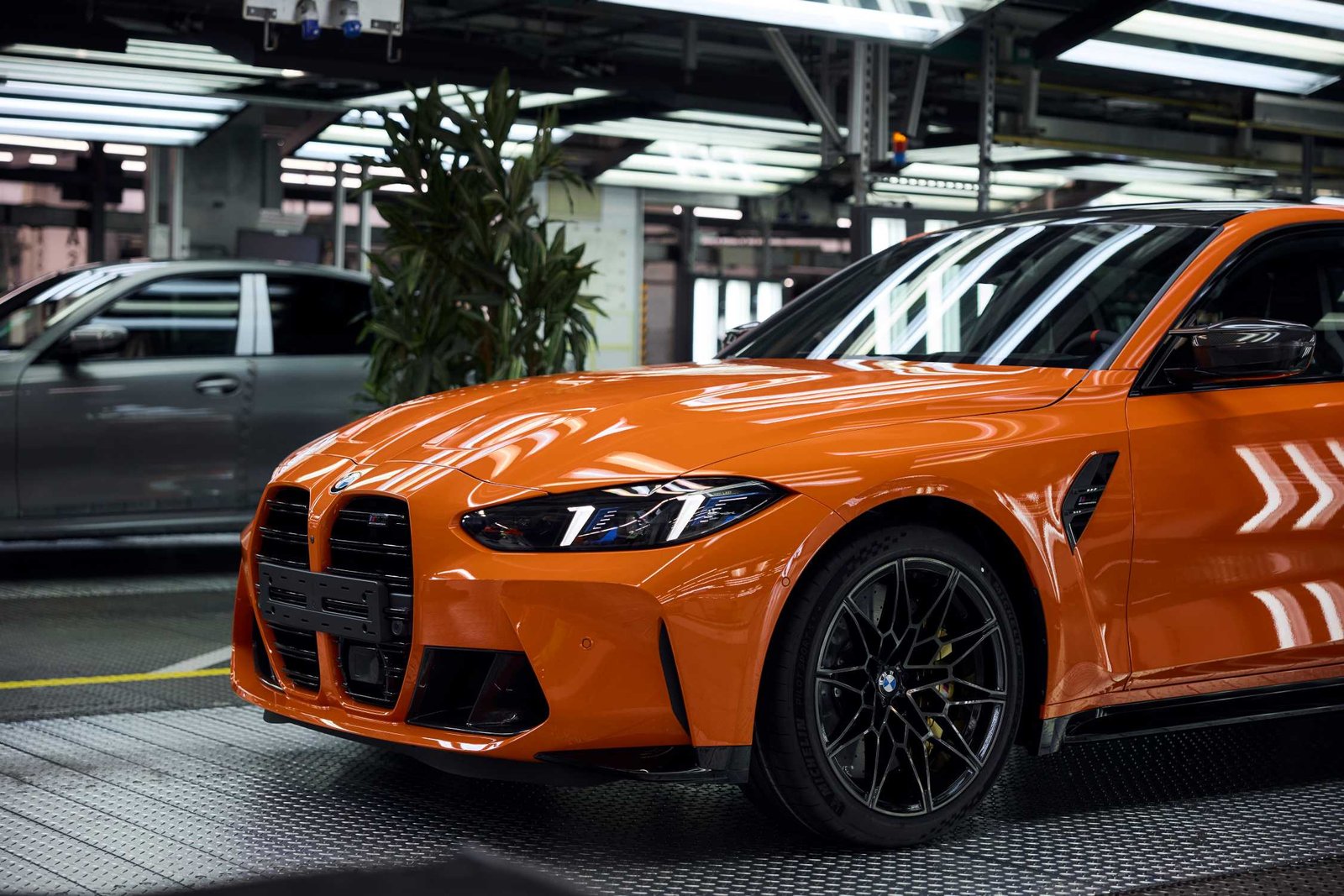 BMW M3 in Fire Orange III at Plant Munich