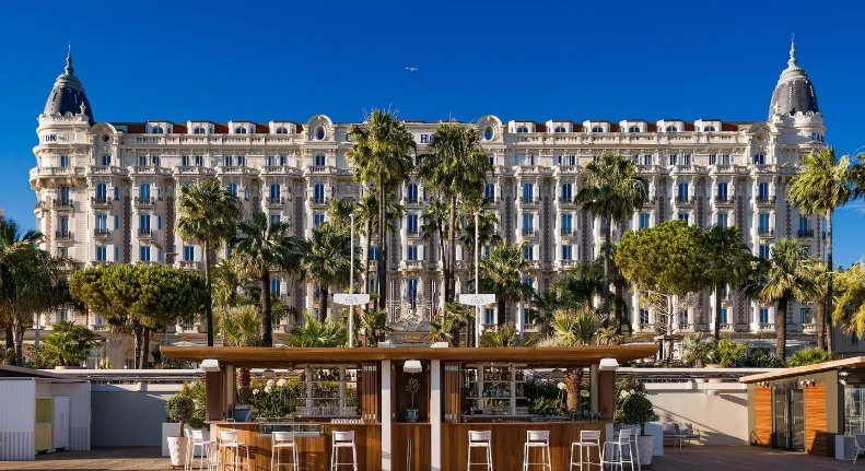 The white façade of the Carlton on La Croisette, Cannes