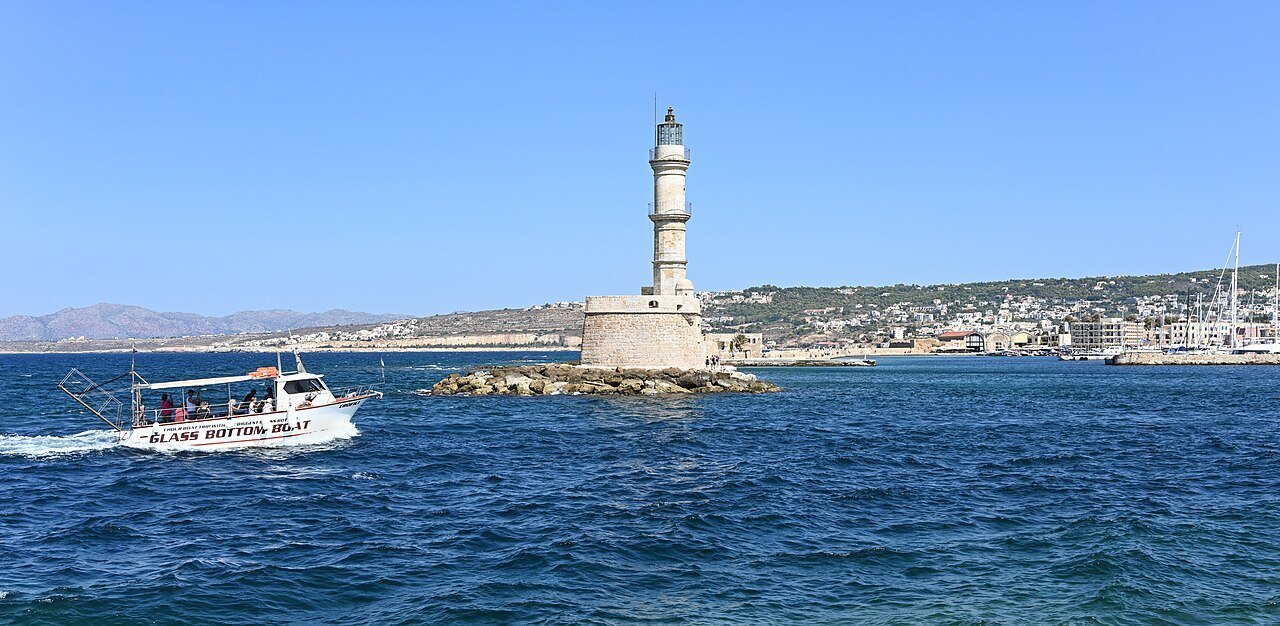 The Venetian harbour and lighthouse of Chania, Crete