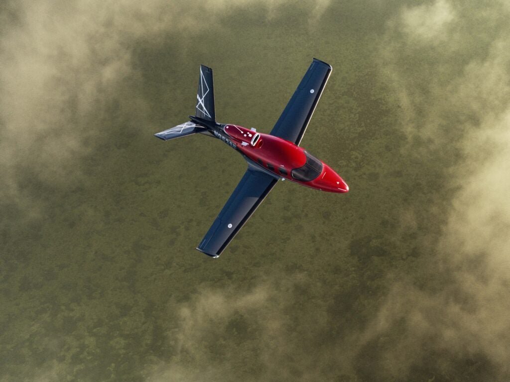 The Cirrus G3 Vision Jet in flight