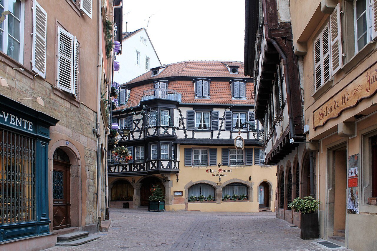 Coloured half-timbered facades in Colmar, Alsace
