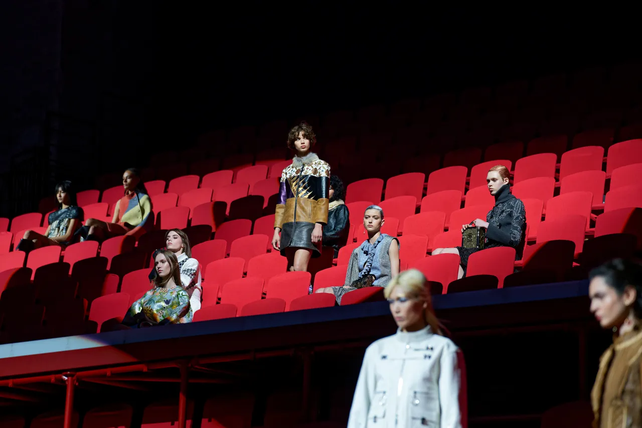 Models walking a Cruise show in a monumental setting
