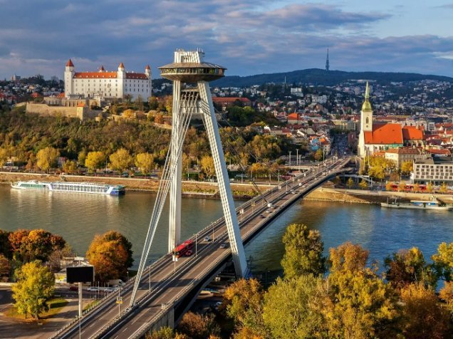 Bratislava old town and castle above the Danube