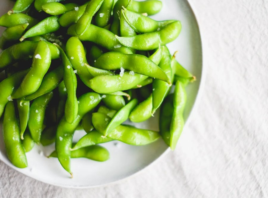 Edamame pods in a bowl