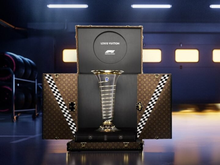 Louis Vuitton Formula 1 trophy trunk. Archive image.