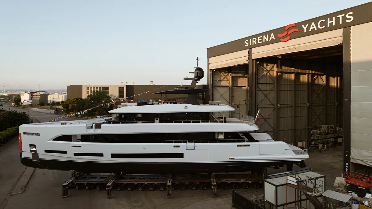 A Sirena yacht at the shipyard. Archive image, not photography of the 2026 Monaco Yacht Show.