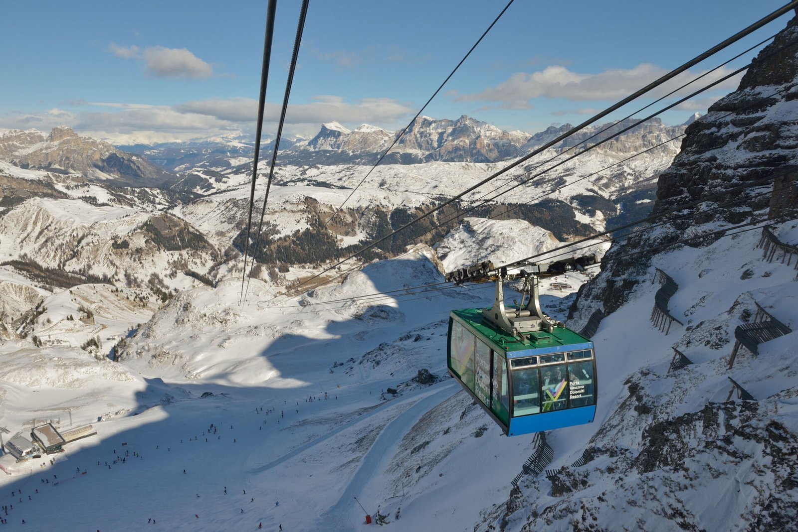 Cable car above Arabba in the Dolomites
