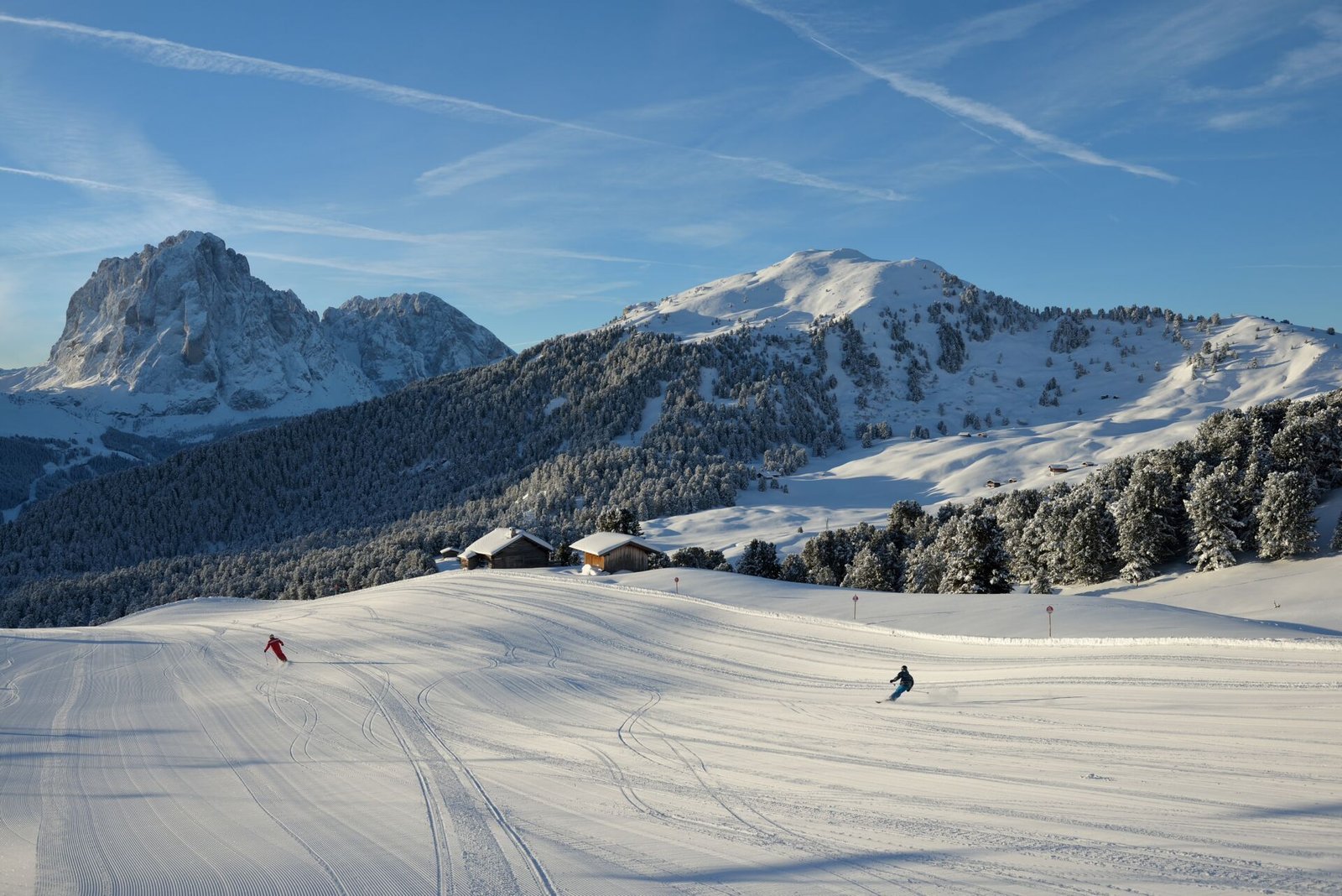 A ski slope on the Seceda in Val Gardena