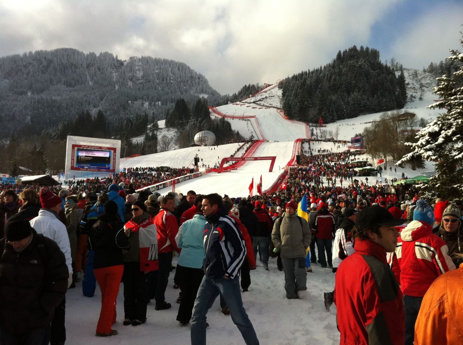 The finish area of the Streif during Hahnenkamm week
