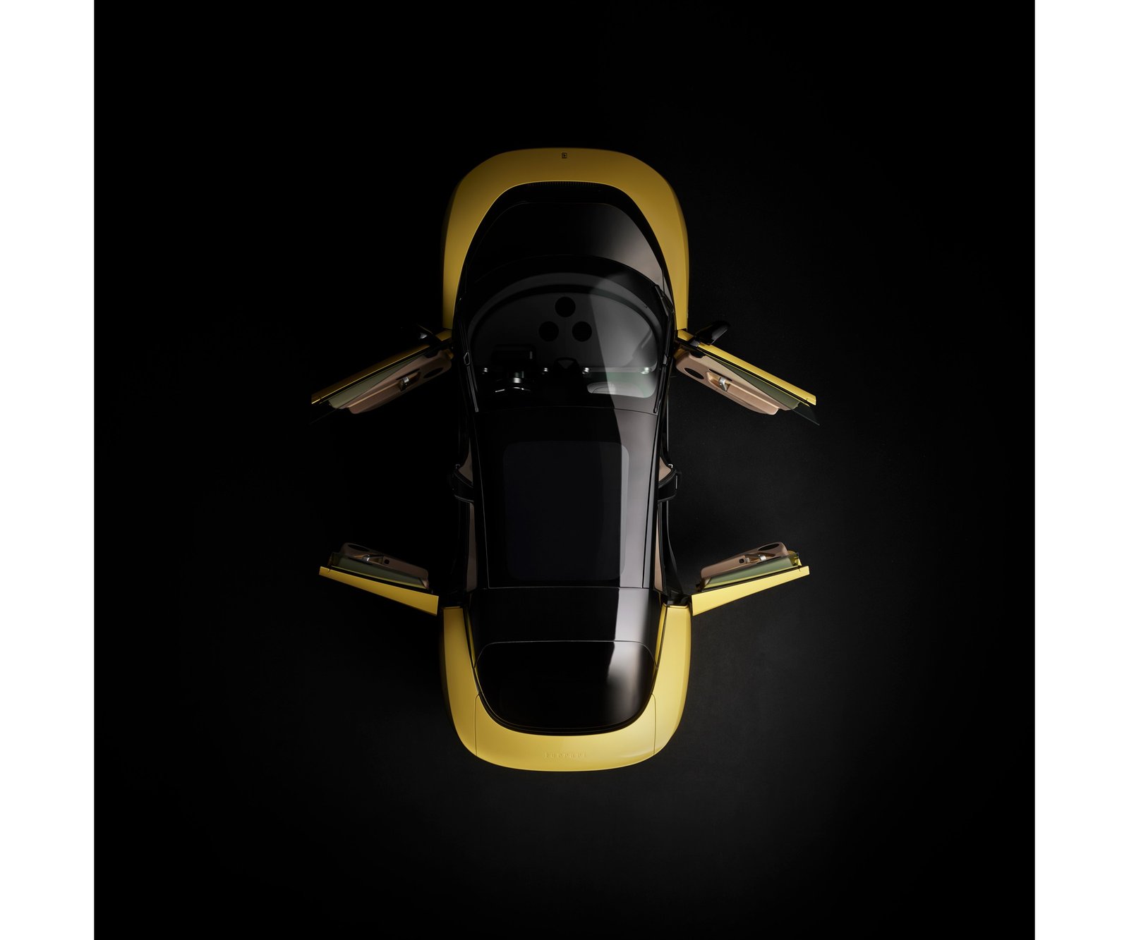 Ferrari Luce seen from above with all four doors open