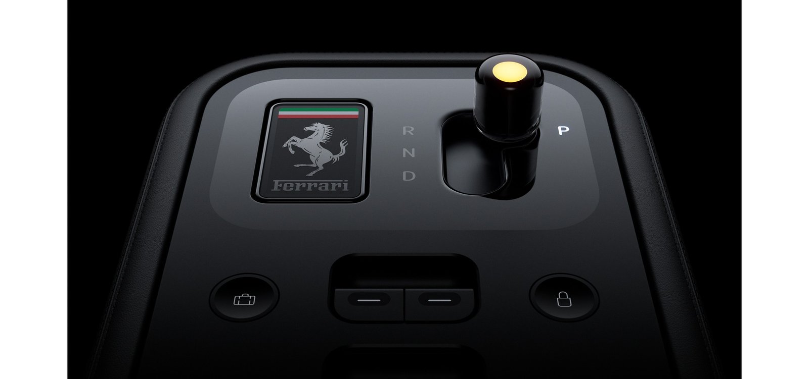 Ferrari Luce glass centre console with the key docked