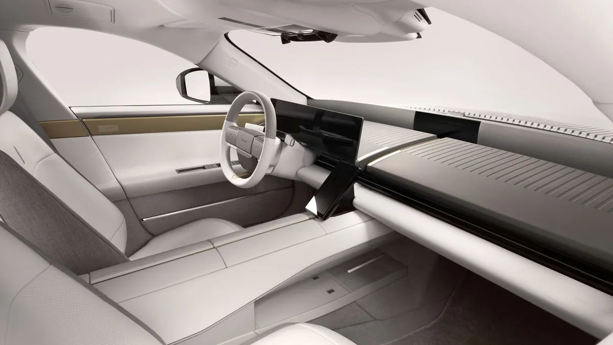 Interior of the Jaguar Type 01 with glass roof