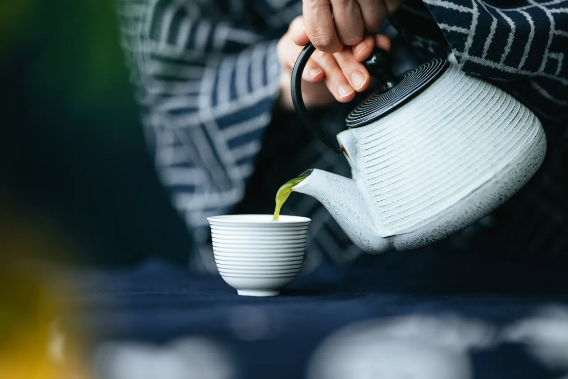 Japanese green tea in a ceramic cup
