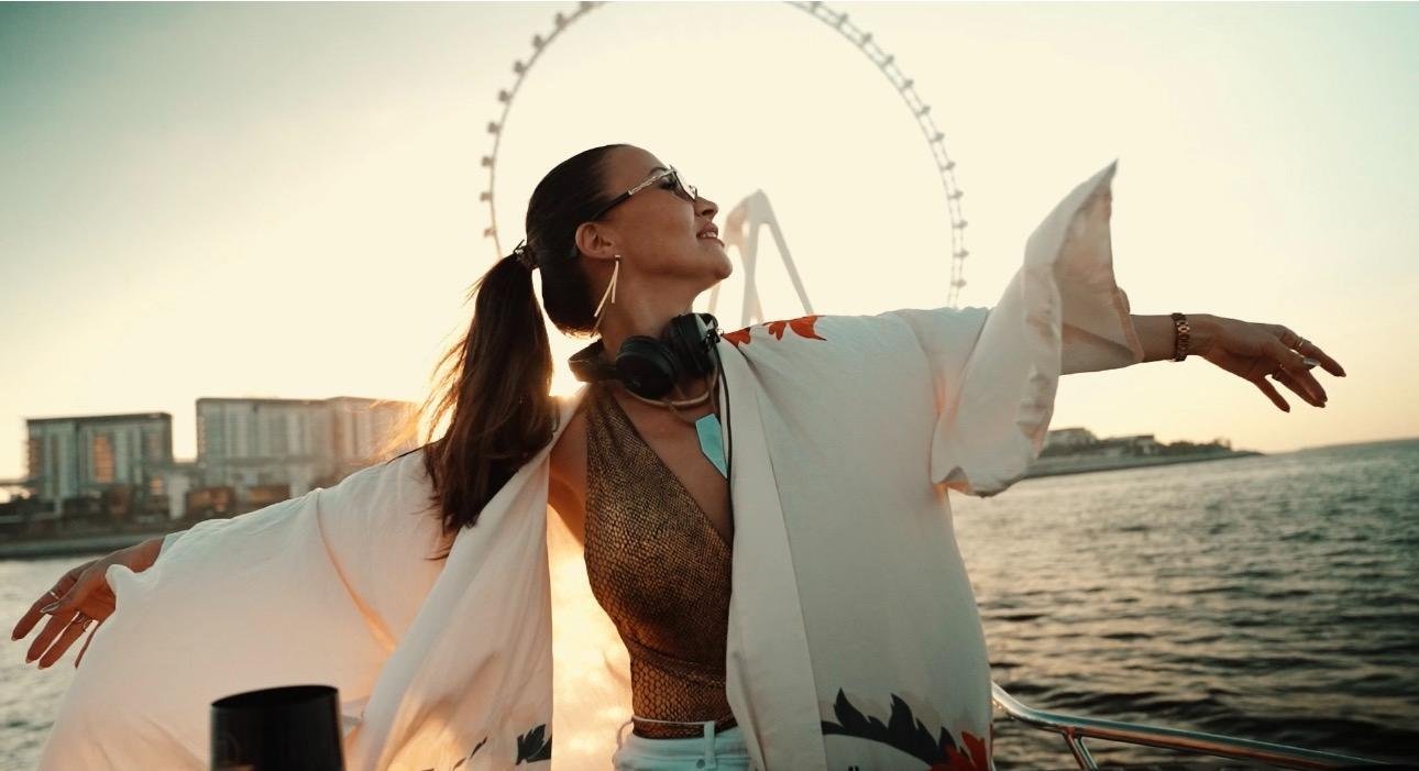 Julia Bliss at sunset by Dubai Marina