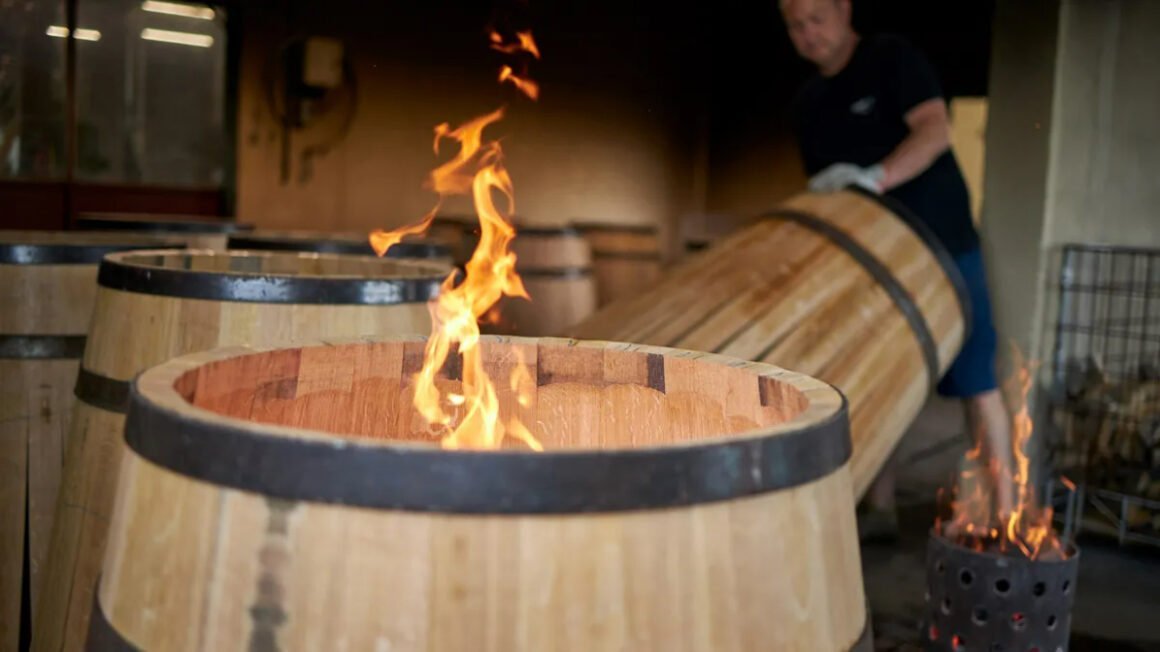 Coopers at work in the Maison Louis Latour cooperage in Burgundy