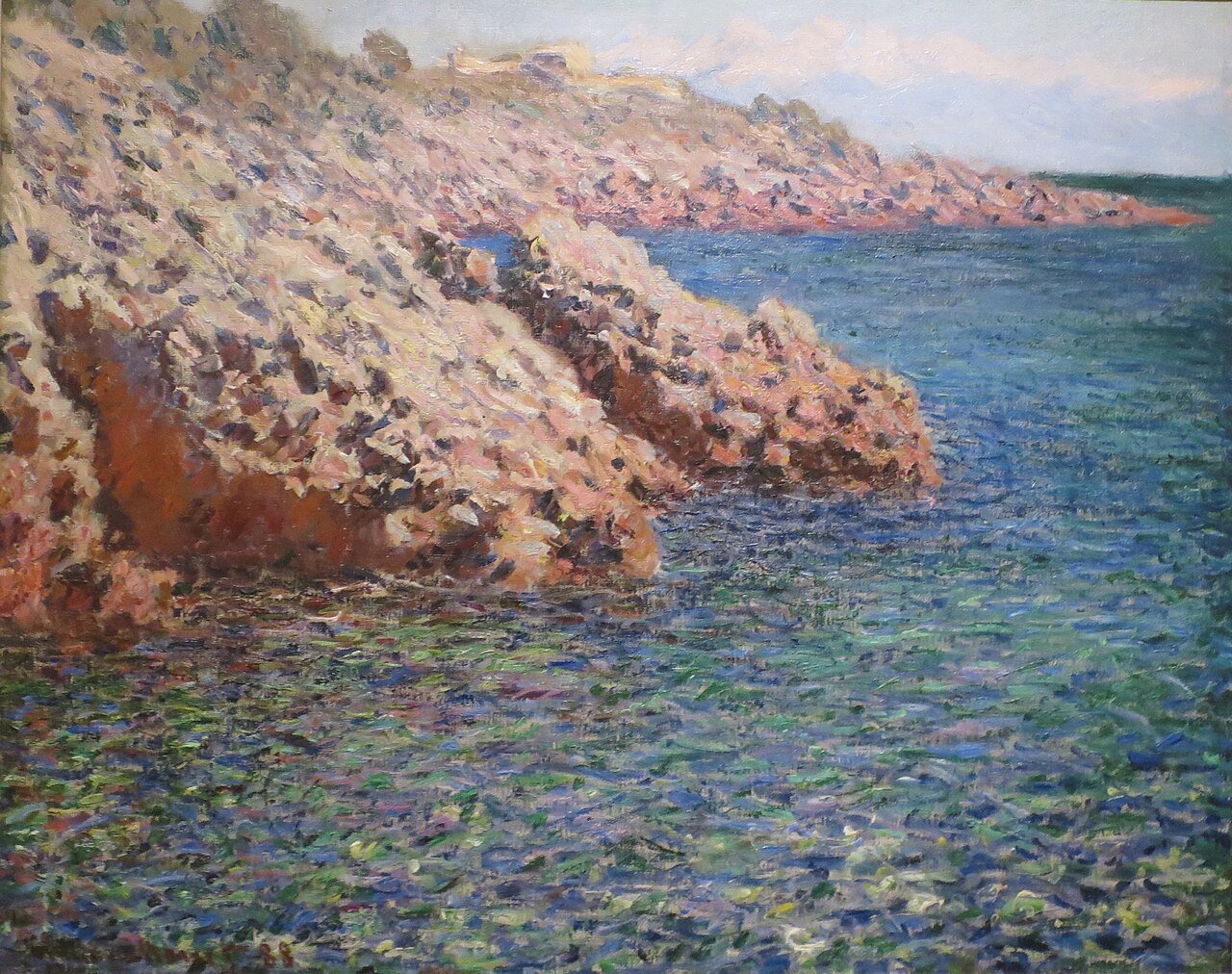 Claude Monet painting of the sea and pines at Cap d'Antibes, 1888