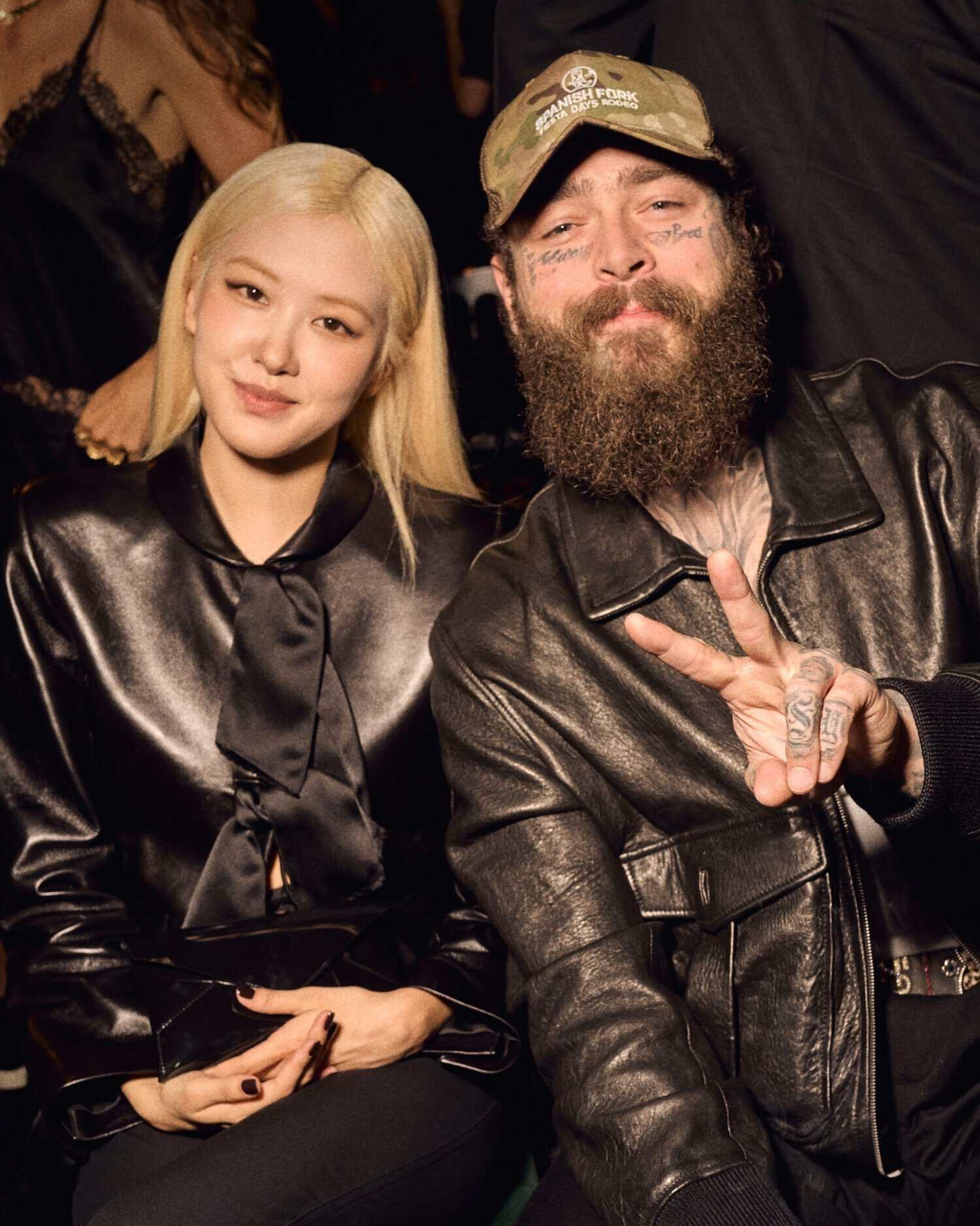 Rosé and Post Malone at the Saint Laurent Spring/Summer 2027 show, Trocadéro