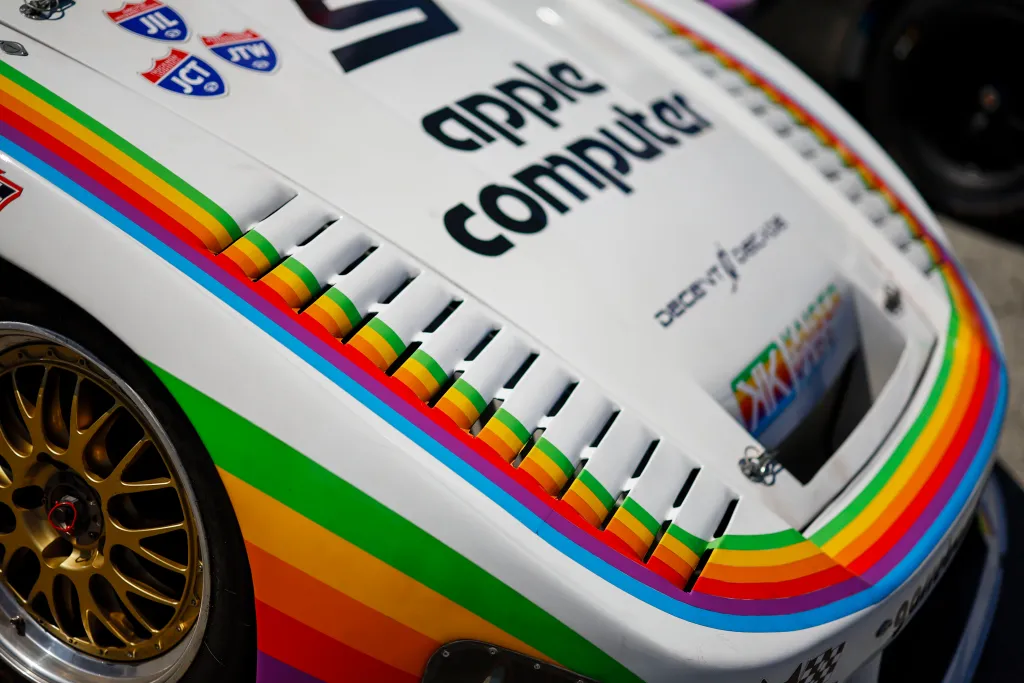 Rainbow stripes around the vents of the Porsche 963