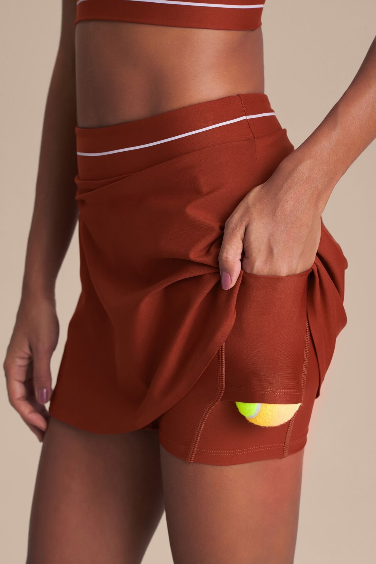 Ball pocket detail on a tennis skirt