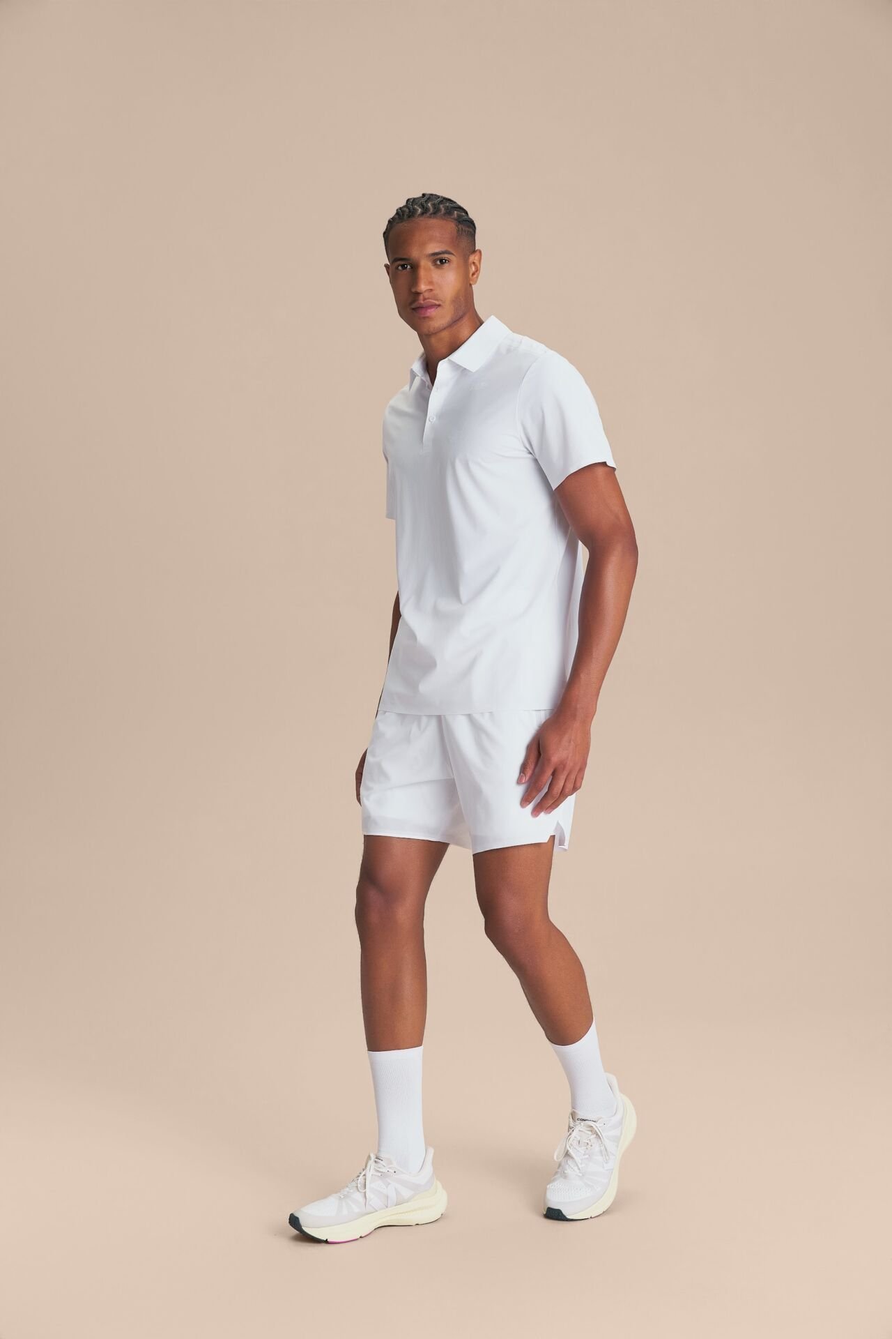 White polo and shorts from LIVE!'s Racket Sports line