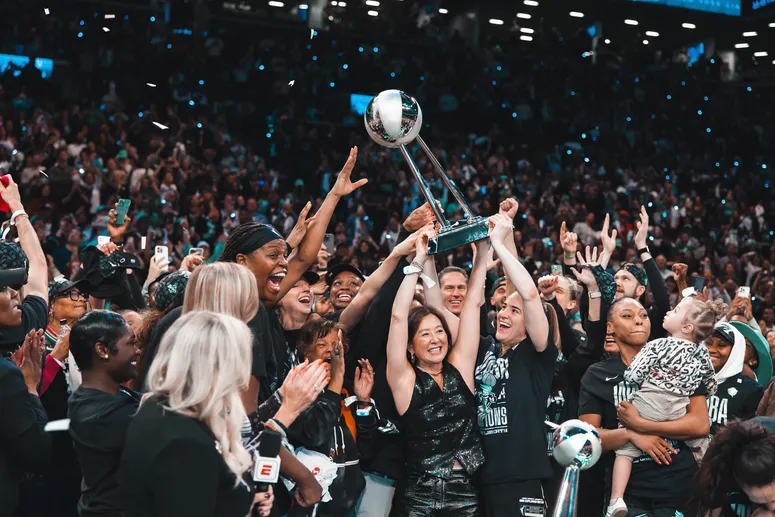 Owners and guests in a stadium suite, where team ownership becomes a status symbol