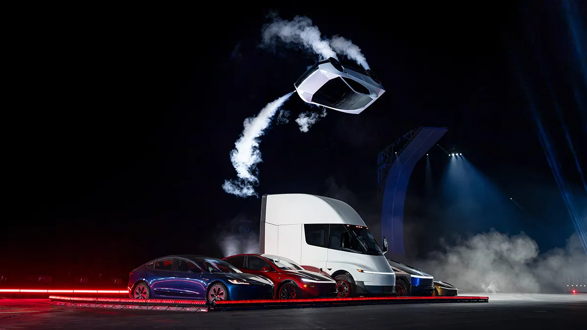 The new Tesla Roadster at its reveal in Texas