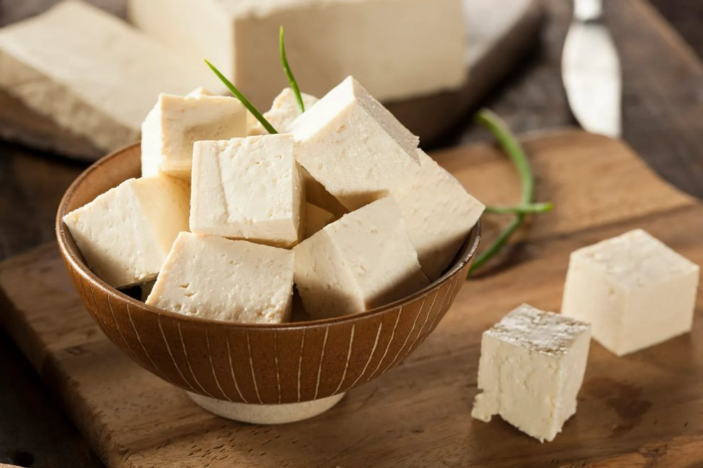 Blocks of fresh tofu