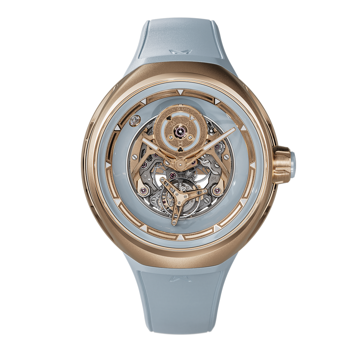 Vanguart Orb Blue Ceramic Rose Gold with light-blue strap