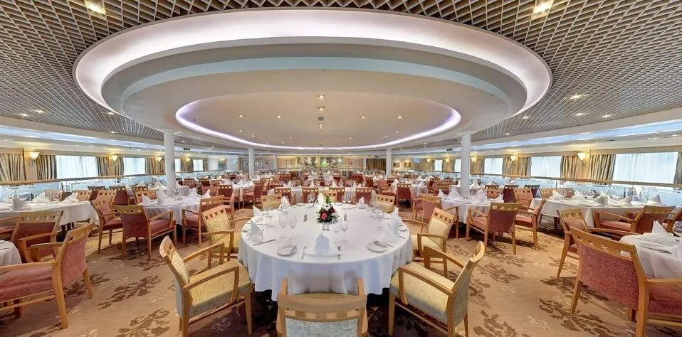Dining aboard the Villa Vie Odyssey