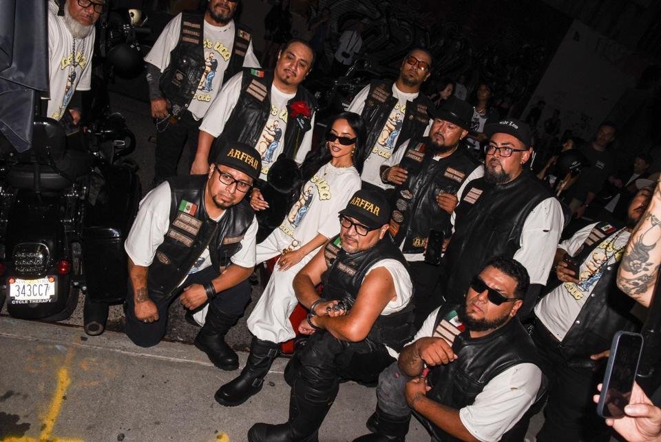 Aztec Rebels motorcyclists outside Ray's during the UGG party