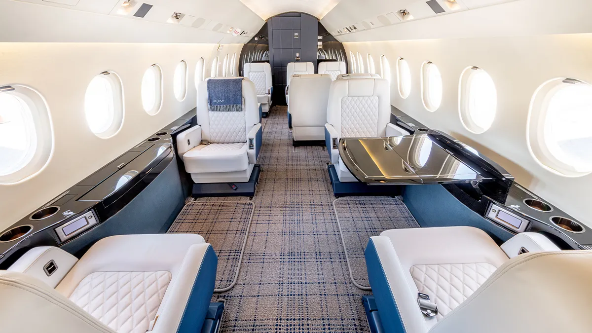 Large-cabin business jet interior