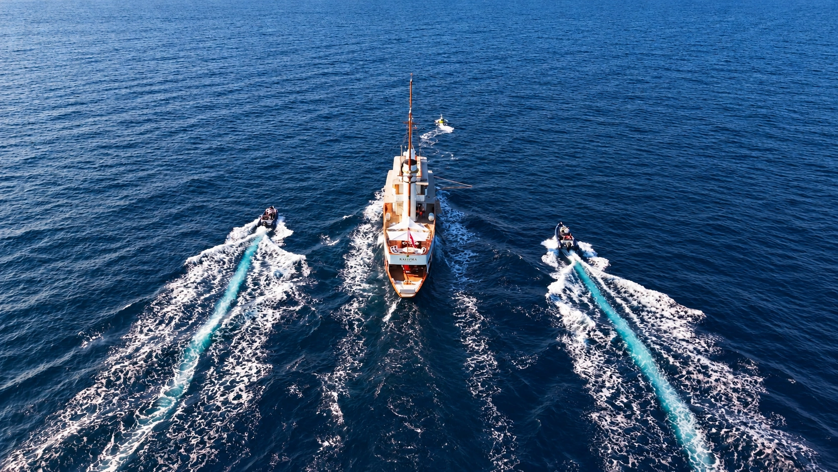 The 1906 yacht Kalizma under way in Boka Bay, Montenegro